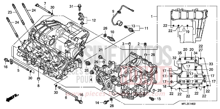 CARTER MOTEUR de CBR1000RR "Fireblade" NOIR (NH1) de 2009